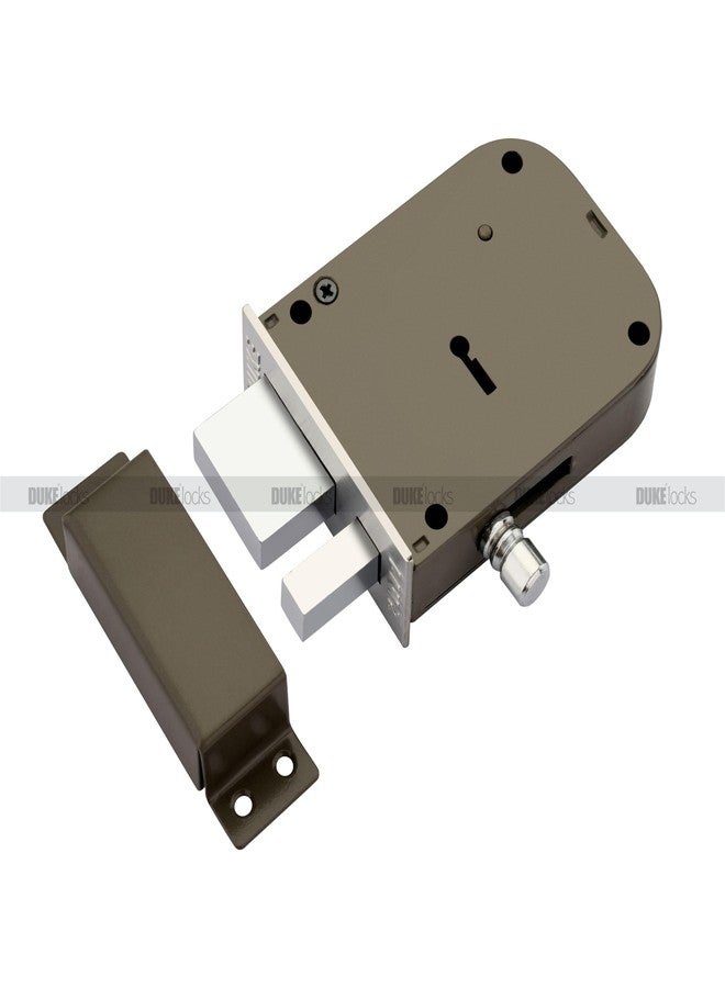 دوق قفل باب DUKE Dyna 2-1 ثقيل، قفل رئيسي للباب مزود بذراع ومزلاج صلبين، 6 أذرع، قفل مزدوج الحركة بطول 100 مم، مع مفتاحين مطليين بالكروم. - Image 4